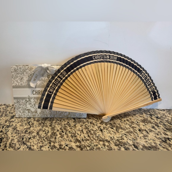 Christian Dior Wooden Fan with Gift Bag - Brand New - Picture 1 of 3